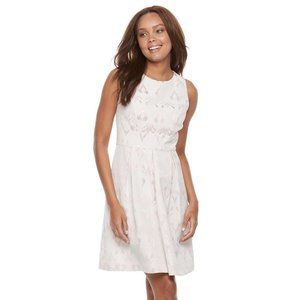 Womens Party Dress 14W Chaya Pink Metallic Sleeveless Pleated Lace Lined Plus